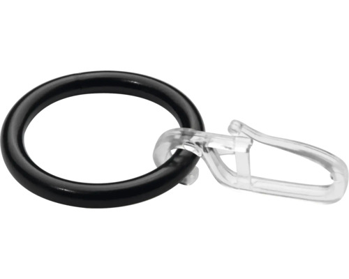 Gordijnring voor gordijnroede, zwart, Ø 16 mm, 10 stuks.