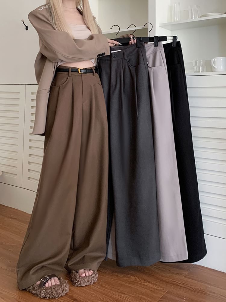 Alfie - Hoge taille effen losse broek