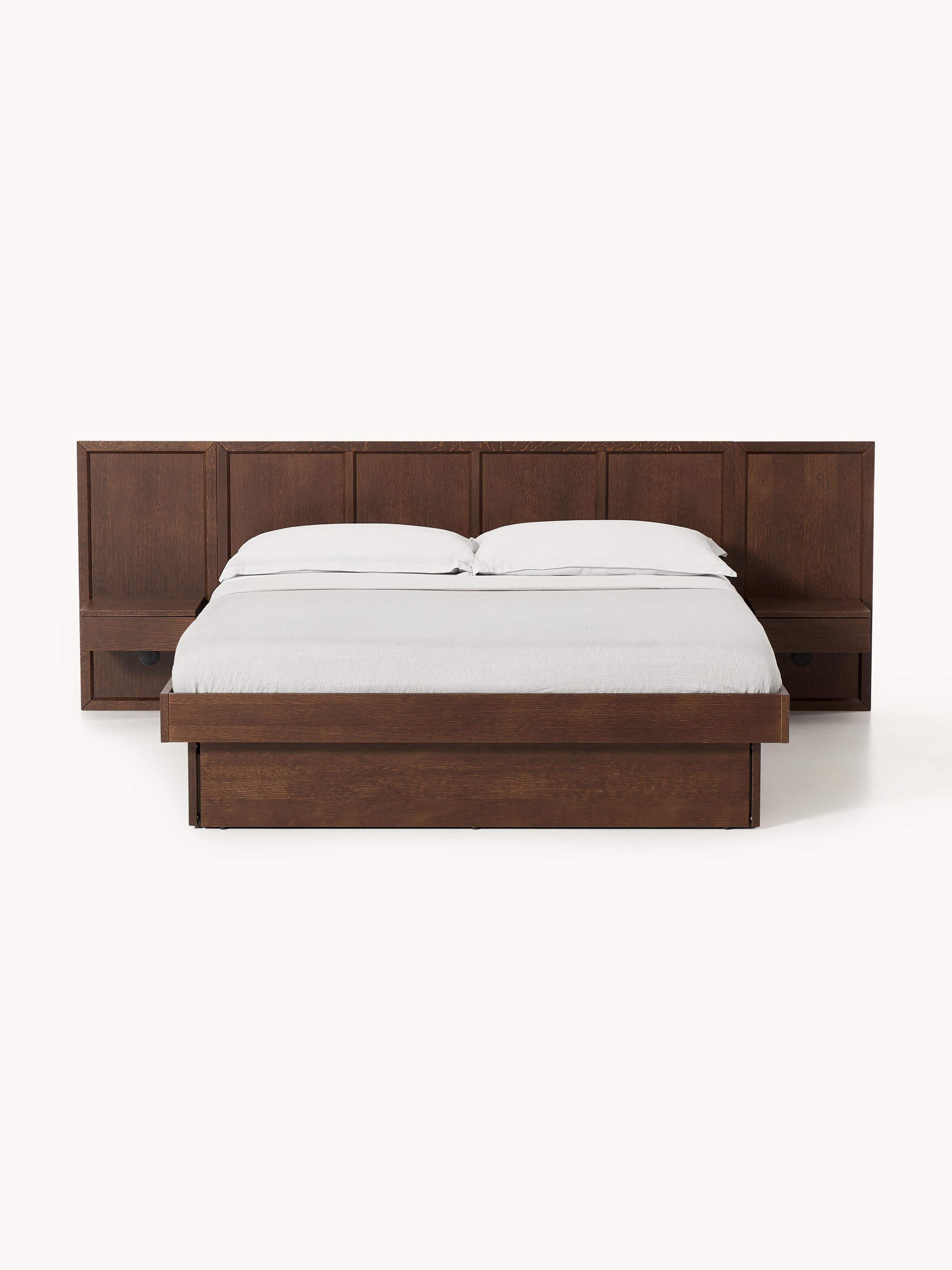 Houten bed Nanto met lades en hoofdeinde