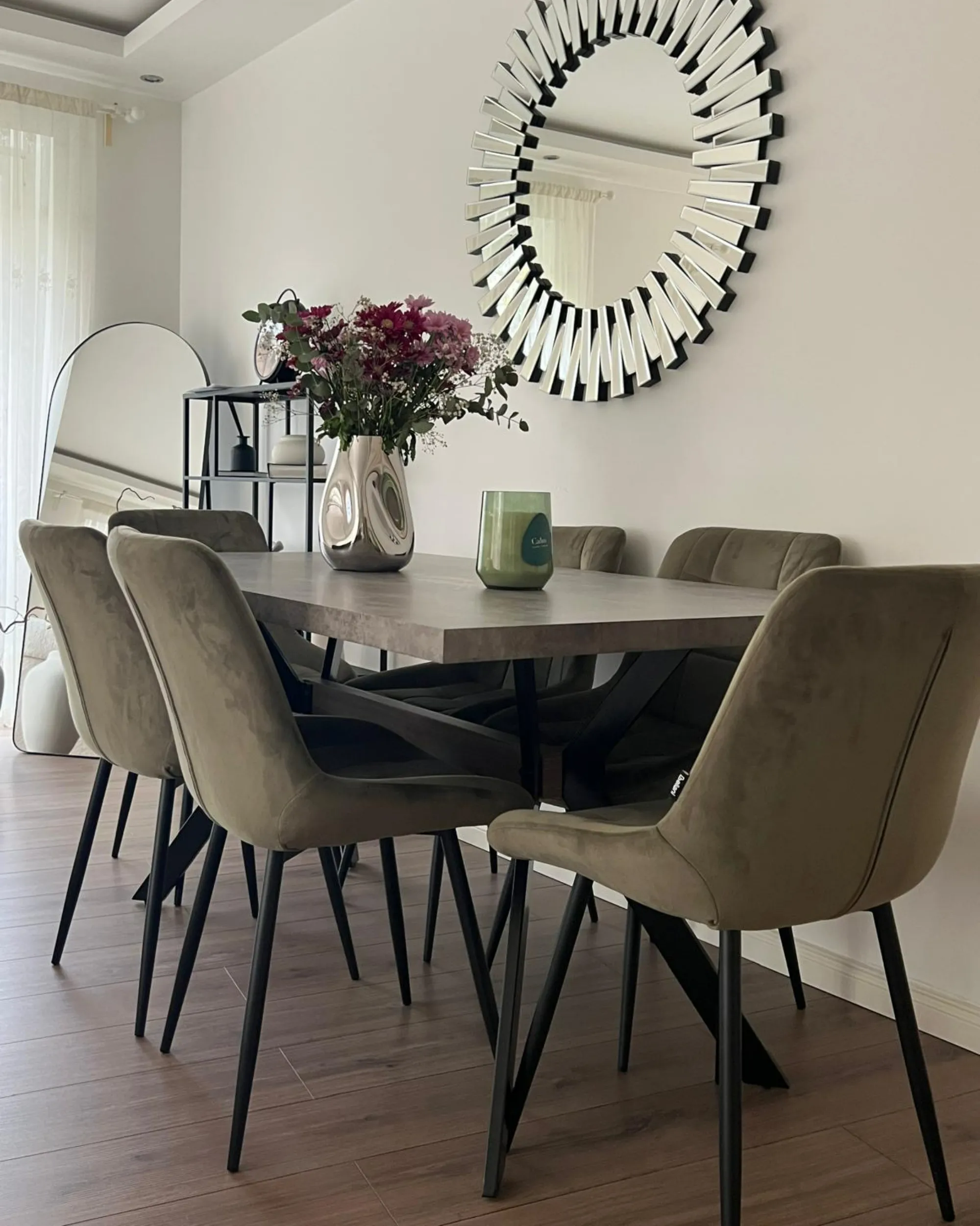 Eettafel BENSON Grijs beton-effect 90 cm 160 cm