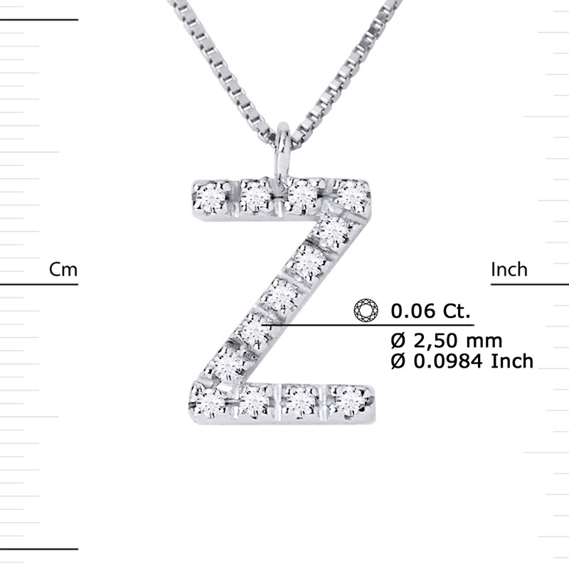 Collier ALPHABET Diamants 0,06 Cts  LETTRE 