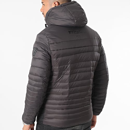 Doudoune Capuche Marron Noir