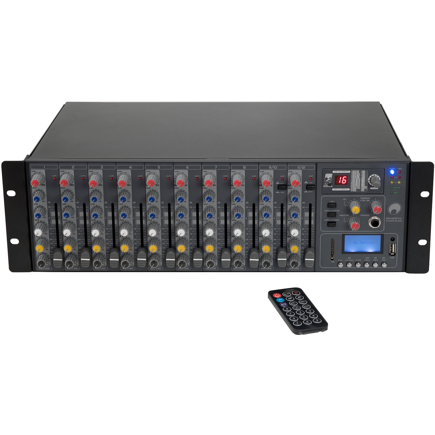 Omnitronic RM-1422FXA USB rack power mixer met Bluetooth en MP3-speler