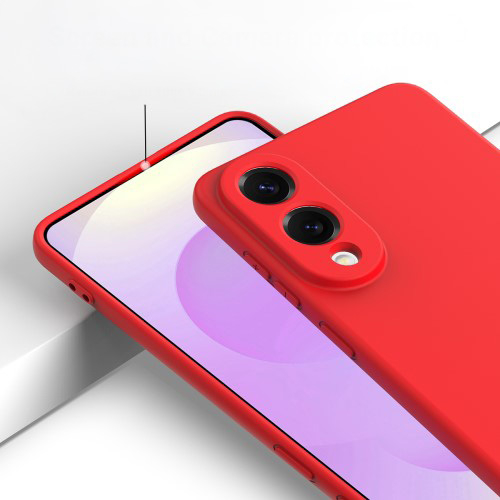 Samsung Galaxy S25 Edge Silikon Case Hülle mit Kameraschutz   Trageschlaufe - Rot