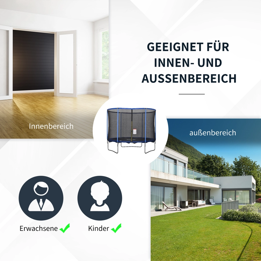 HOMCOM Trampolin mit Sicherheitsnetz blau, schwarz