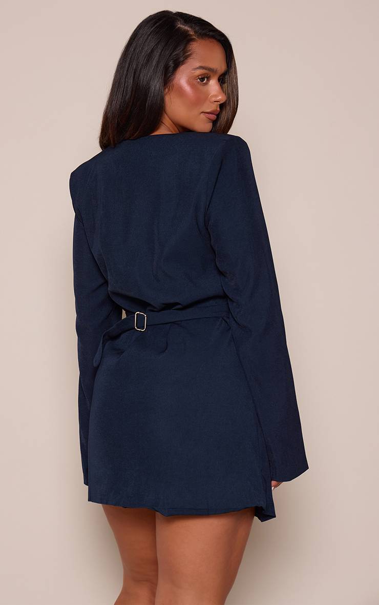 Bleu Marine Robe Mini Ajustée À Encolure Carrée Avec Boutons Martelés Shape