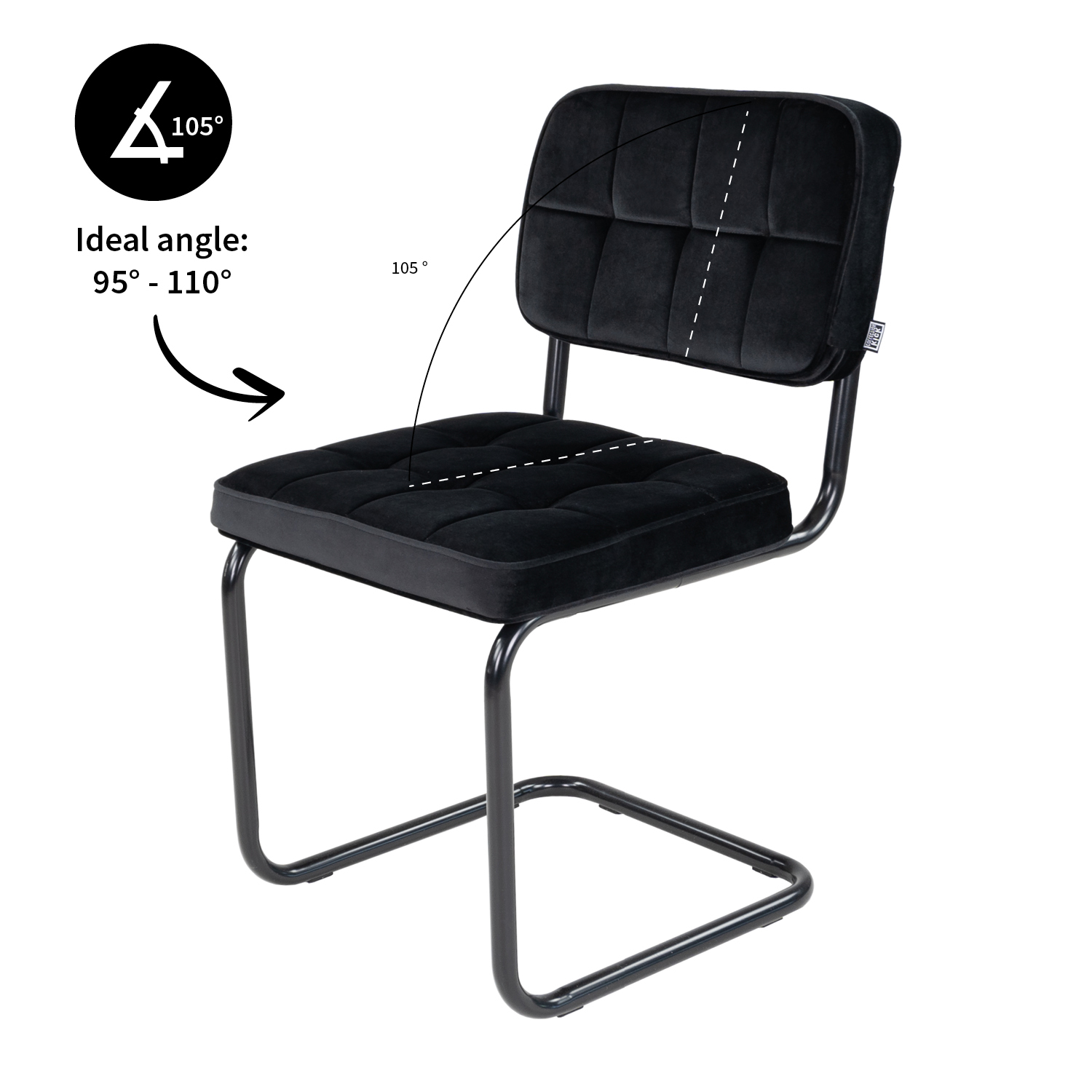 Kick buisframe stoel Ivy - Zwart