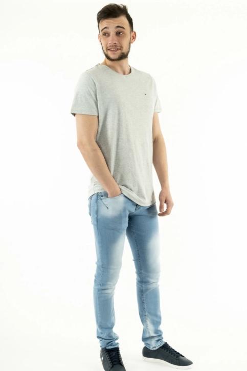 Tee shirt tommy jeans slim jaspe c neck p01 lt grey htr