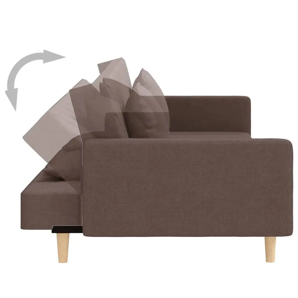 vidaXL - Slaapbank 2-zits - Taupe - Stof - Met kussens
