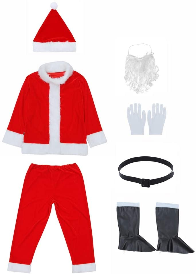 (185cm) Christmas Erwachsenen Kostüm Weihnachtsmann Santa Clause Verkleidung für Motto Partys - Rot / Weiss