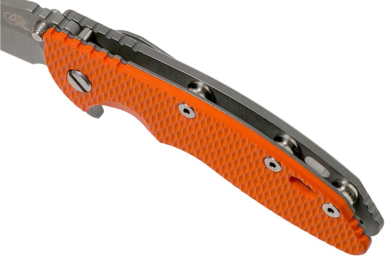 Rick Hinderer XM-18 3.5 Bowie 20CV Working Finish, Orange G10 zakmes