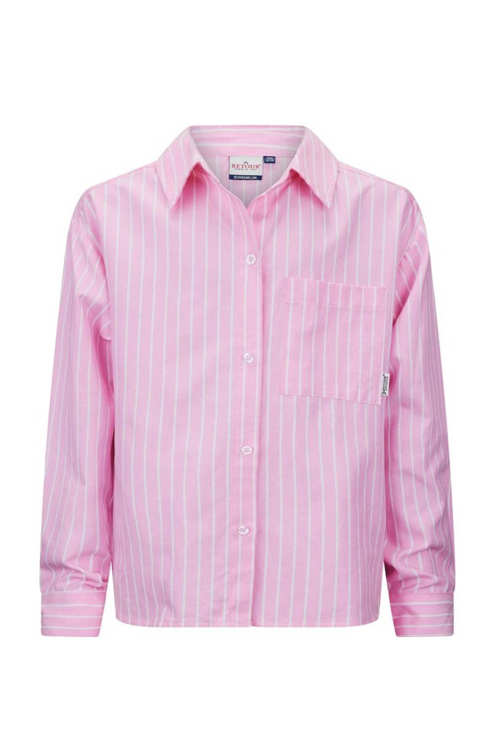 Retour Jeans gestreepte blouse Bibi roze/wit