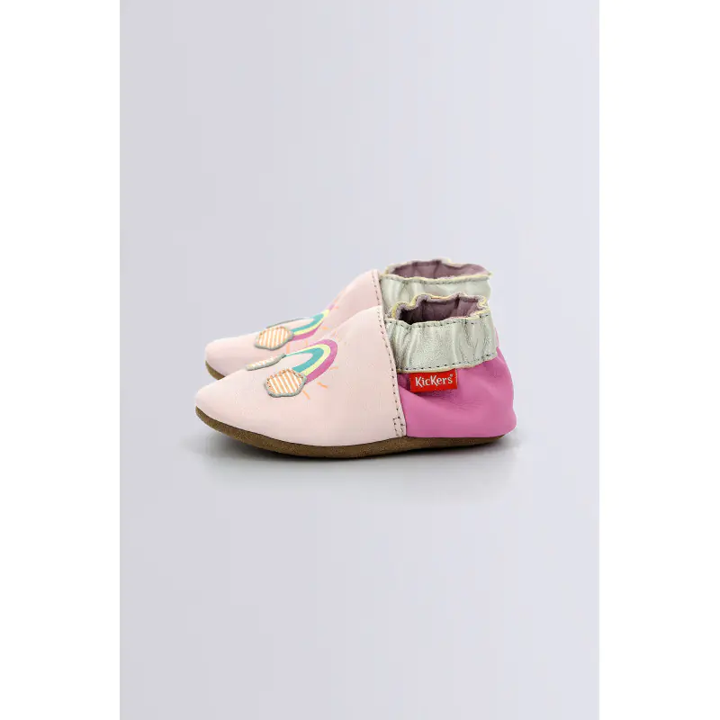 Kickbaby rainbo Rose CHAUSSONS Cuir Bébé