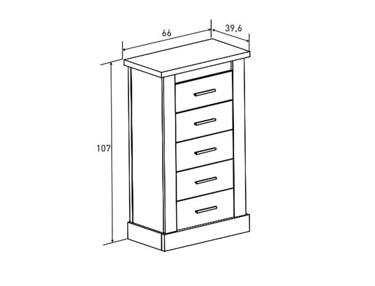 PEGANE - Chiffonnier avec 5 tiroirs coloris chêne cambrian, blanc