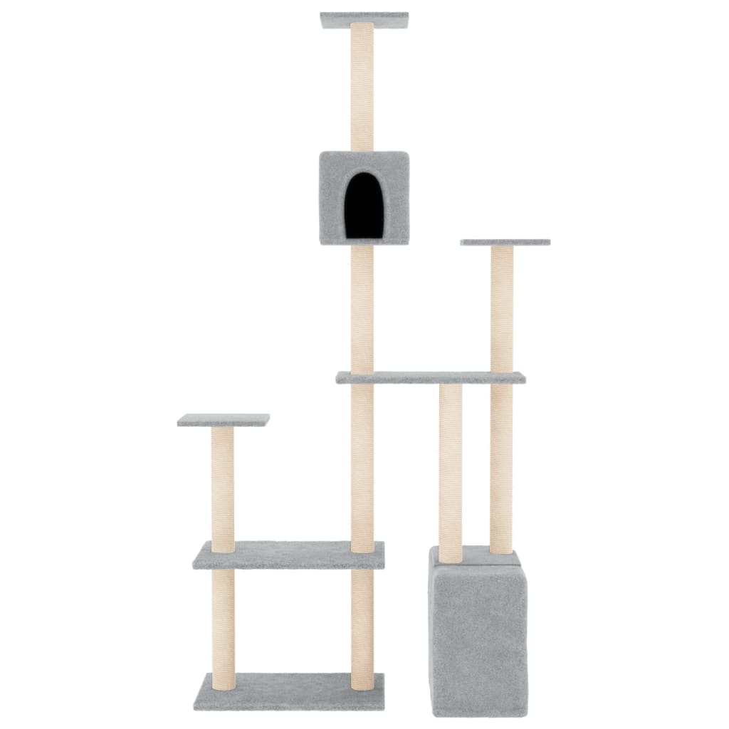 Arranhador para gatos vidaXL com postes de sisal cinza claro, 180 cm