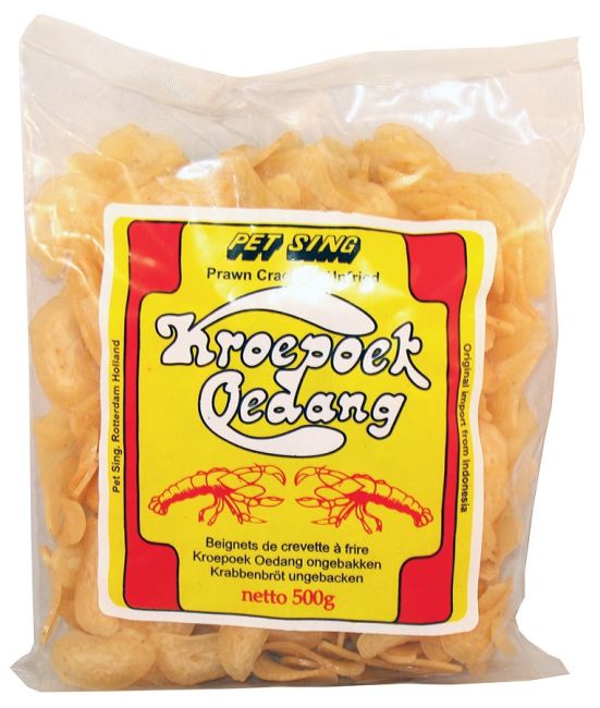 Pet Sing Borrel Kroepoek Oedang Ongebakken 2x3cm 500g