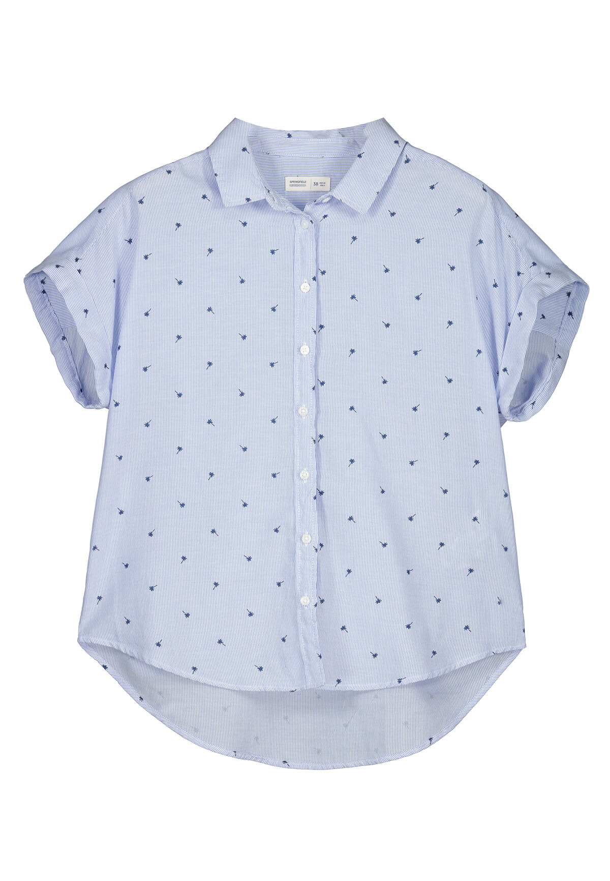 Blusa Oxford de algodão estilo relaxado - Azul Médio