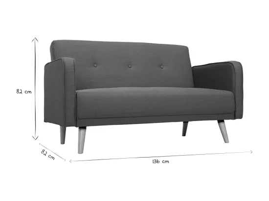 Canapé scandinave 2 places en tissu bleu canard et bois clair ULLA
