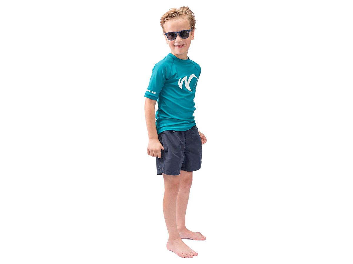 Watrflag Valencia korte mouw UPF 50+ Petrol Kids Rashguard