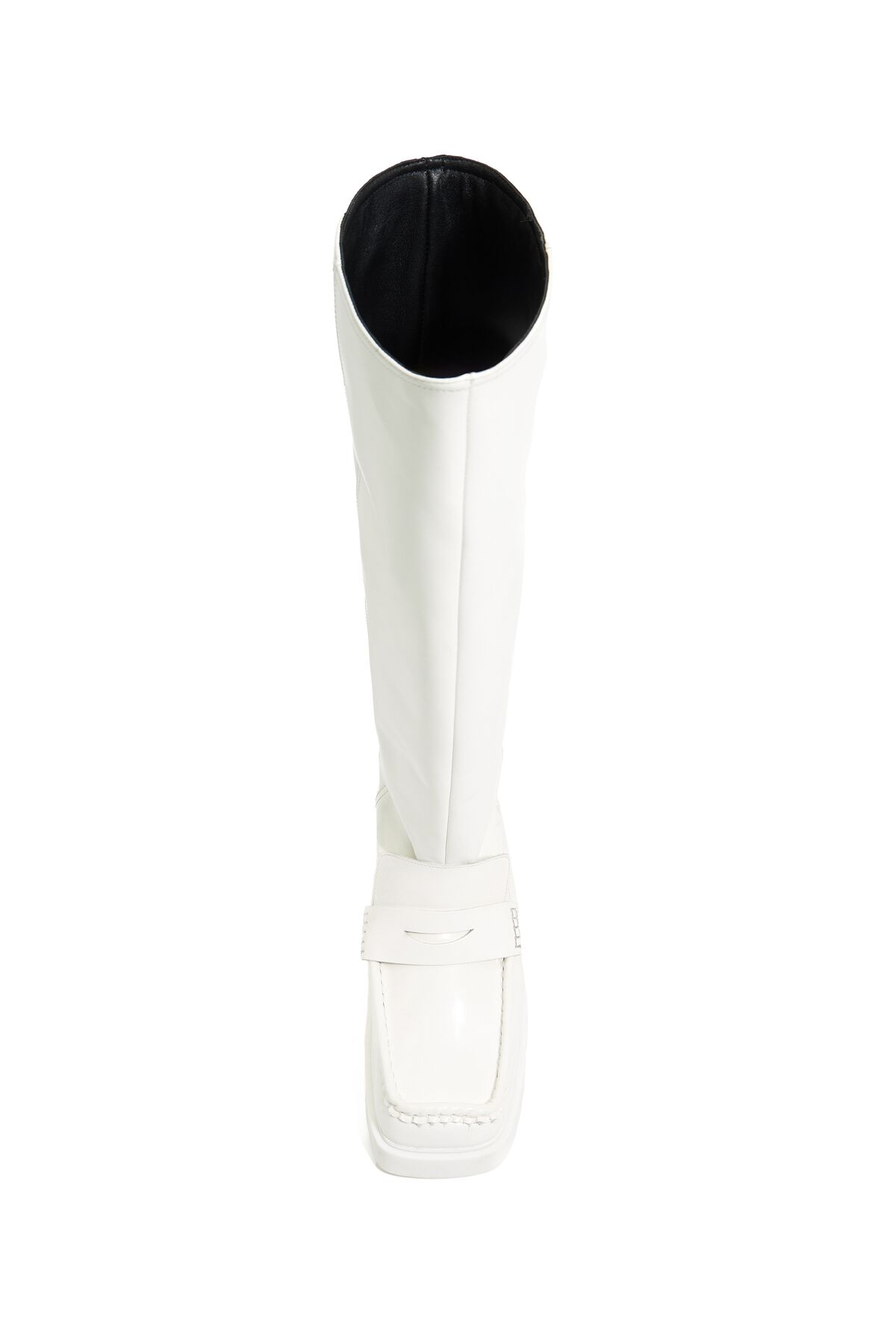 bota alta de couro branco