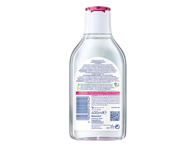 NIVEA Mizellenwasser 5in1 MicellAIR Sensitiv 400 ml Mizellenwasser pflegt und reinigt die Haut gründlich