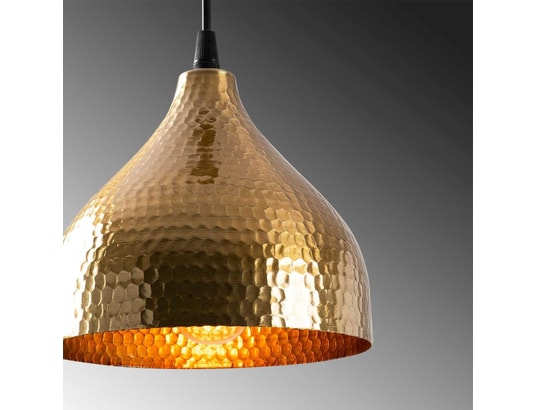 TOILINUX - Lampadaire salon Suspension en métal martelé doha - or