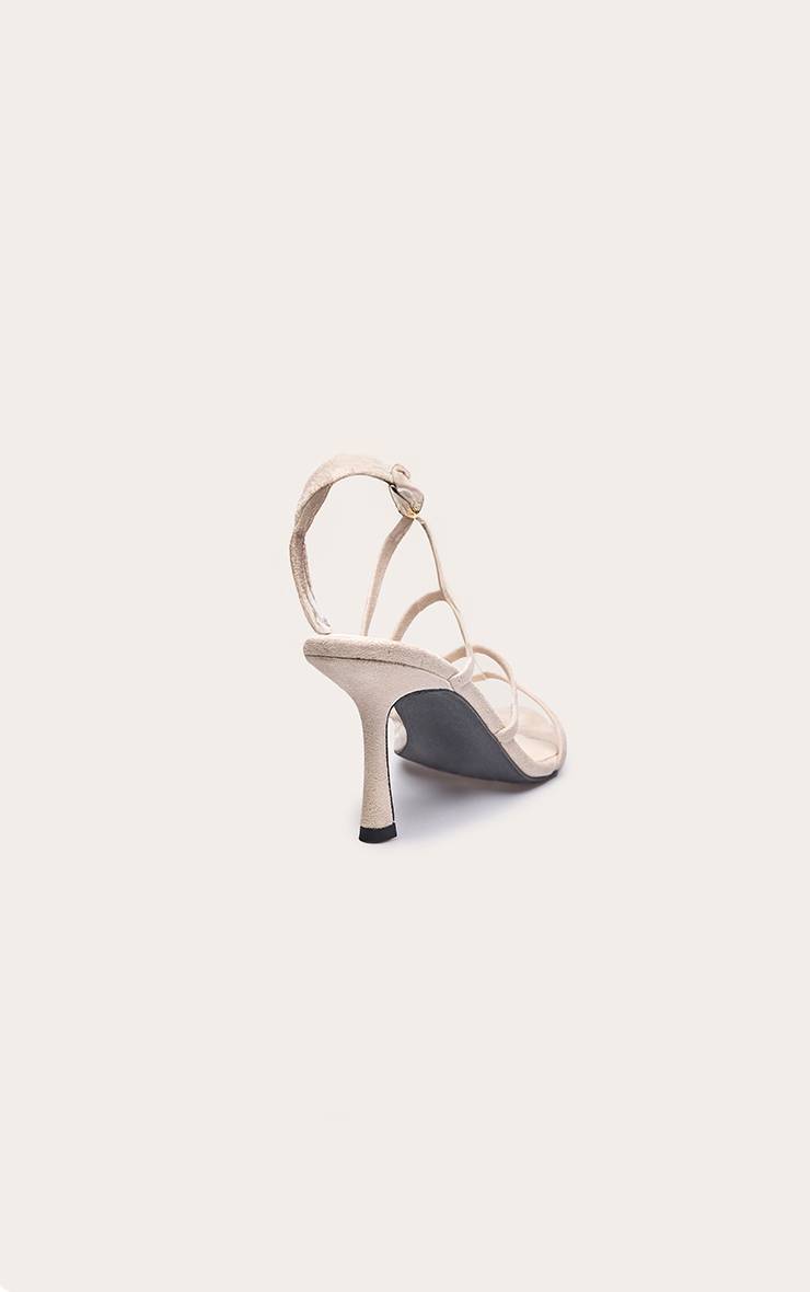 Crème Sandales À Talons En Synthétique À Brides