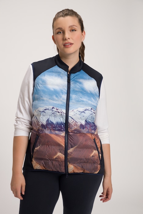 Hybrid-Weste, Collegekragen, 2-Wege-Zipper, ärmellos