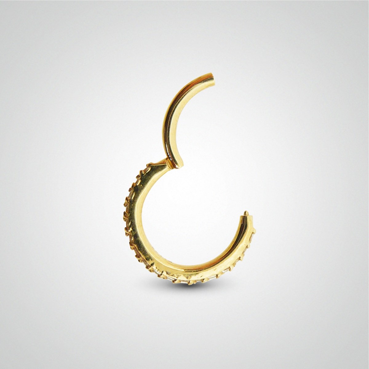 Anneau clicker or jaune et cristaux de Swarovski pour le tragus