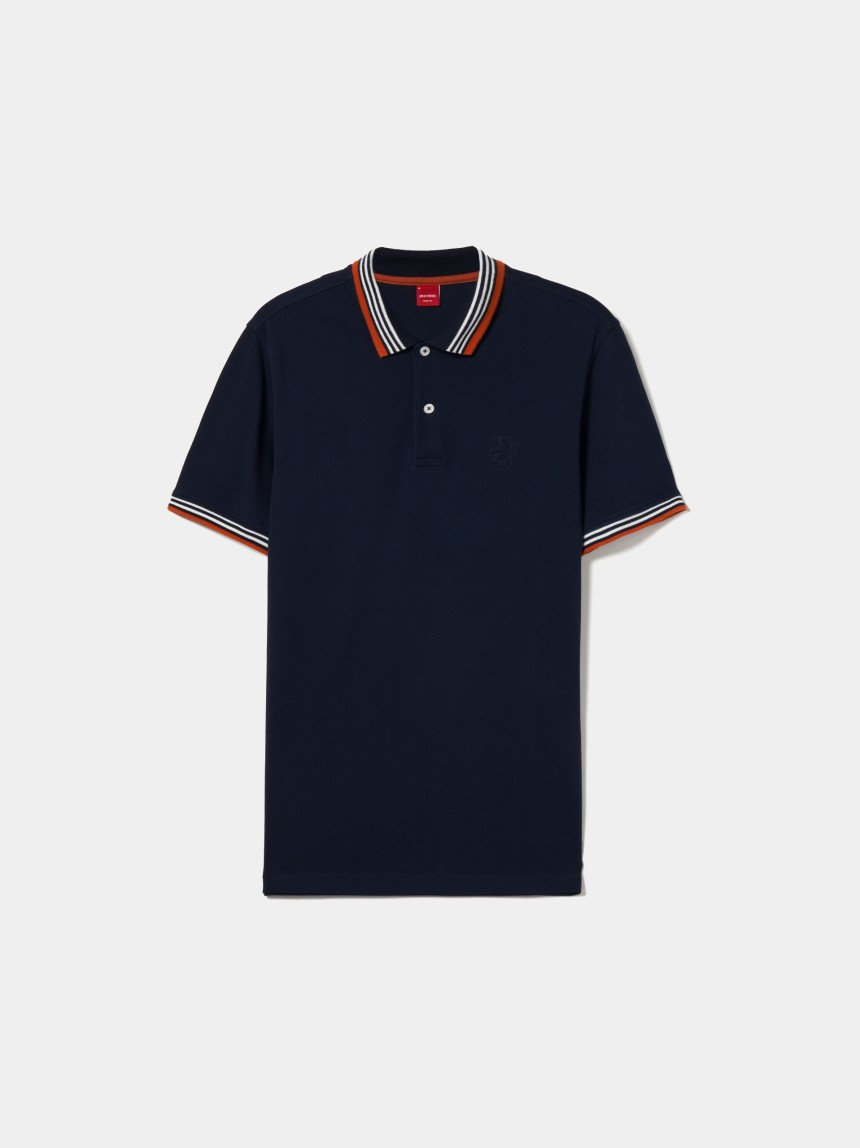 Polo piqué slim fit com riscas