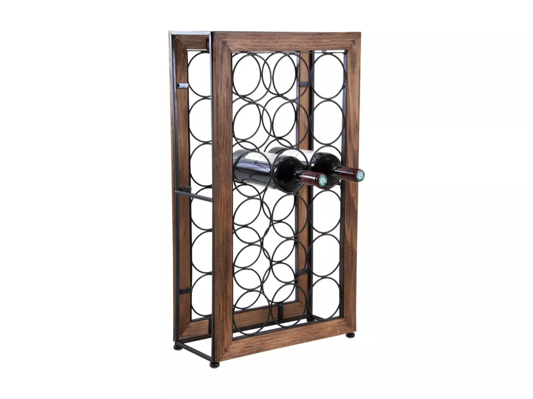 Rangement pour 18 bouteilles en métal et bois