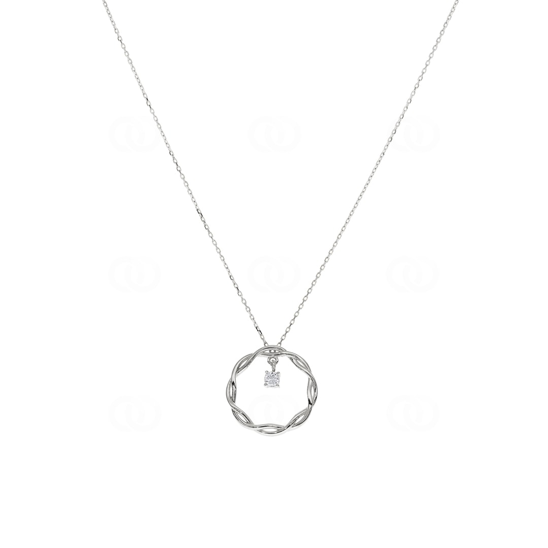 Collier mit Anhänger 750/18 K Weissgold mit Diamant 0.09 ct H/si