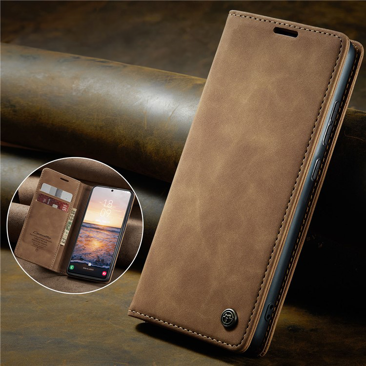 Samsung Galaxy S24 Leder Tasche Flip Wallet Etui mit Kartenfächern - Braun