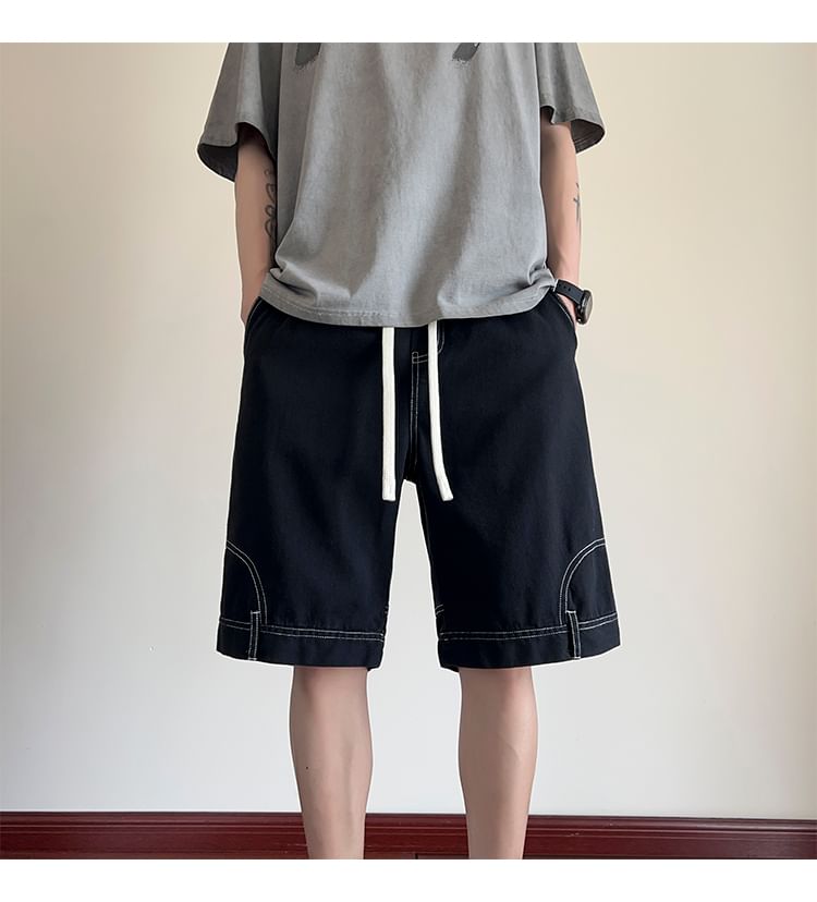 Drawouf - Omgekeerde wijde denim shorts