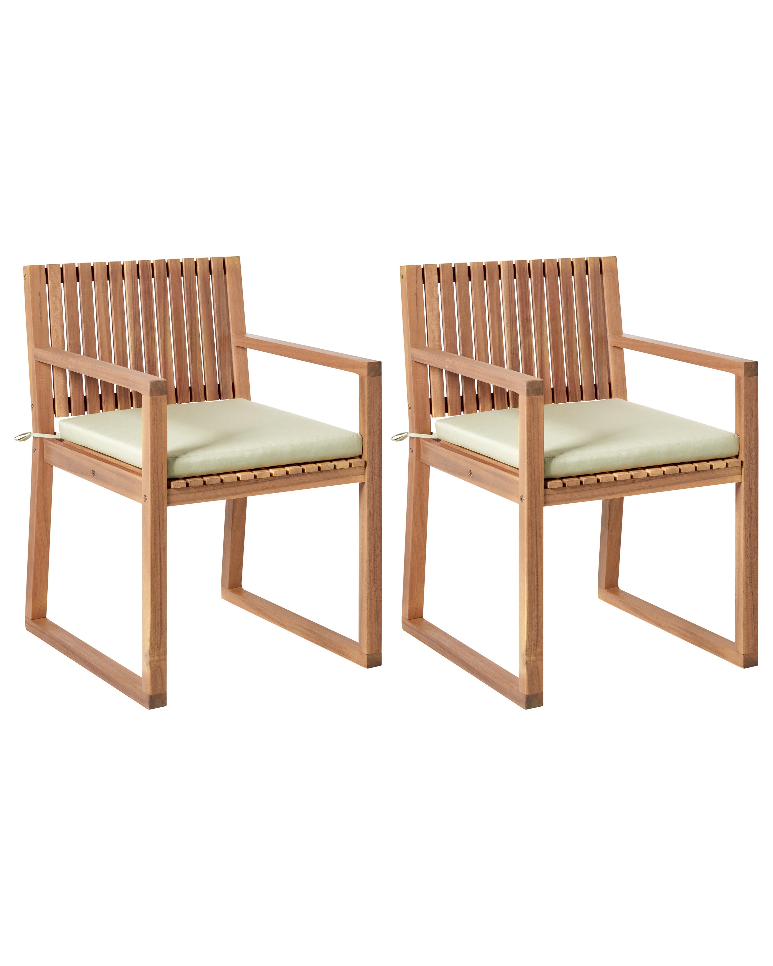 Set van 2 stoelen met zitkussen SASSARI PREMIUM Gecertificeerd acaciahout Lichtgroen