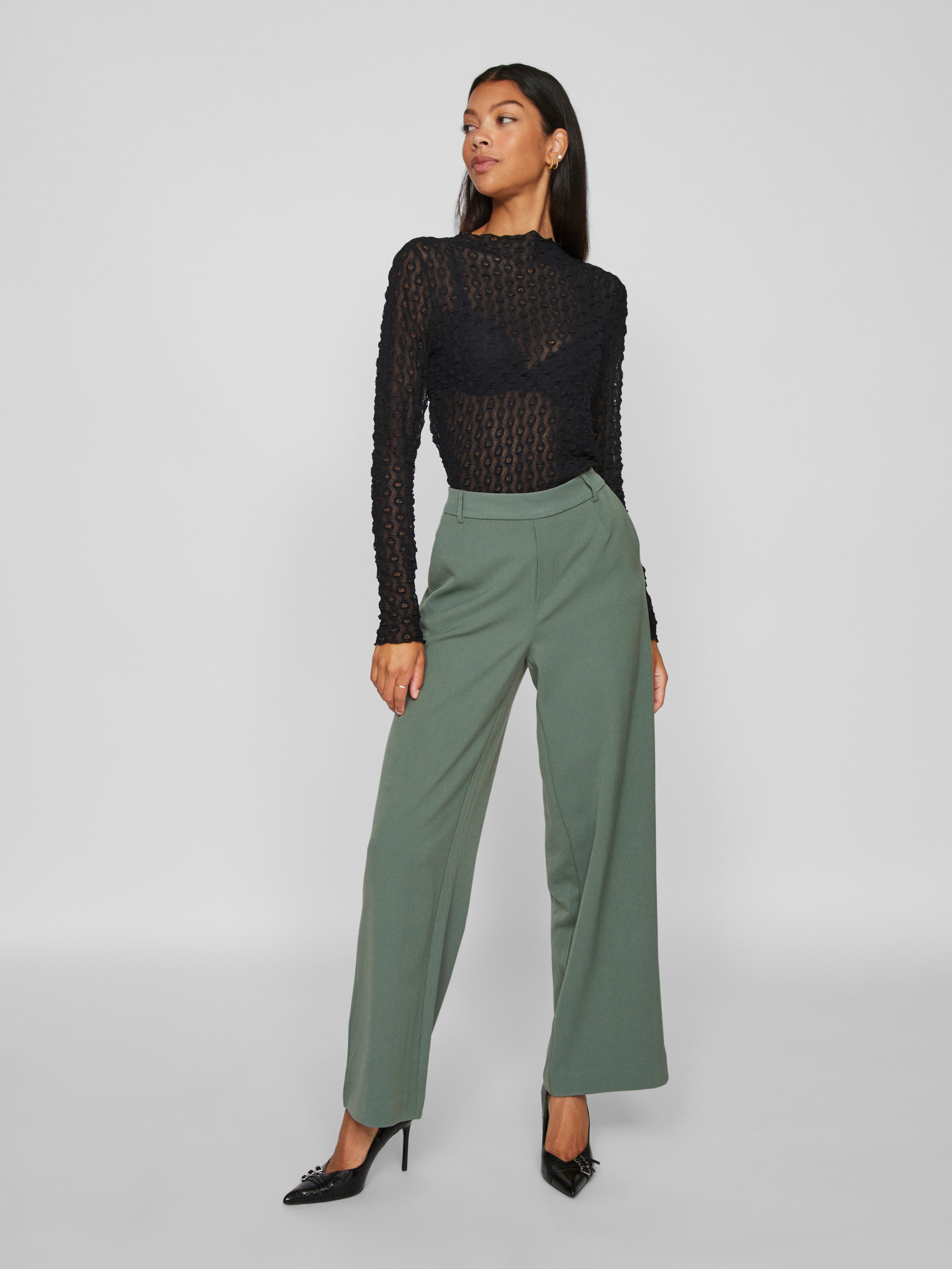 Vila  Vimessan Funnel Neck L/S top - Black Beauty