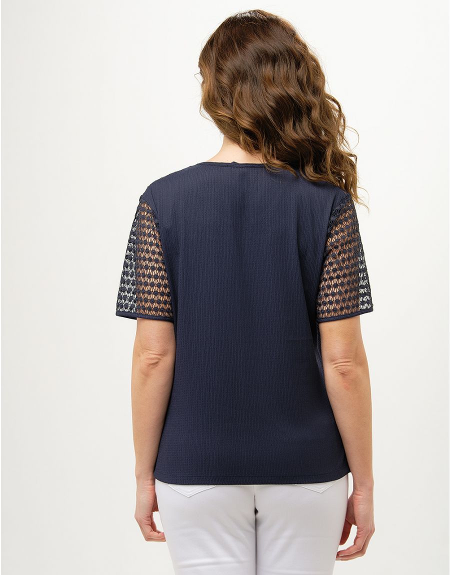 Blouse dentelle bleu
