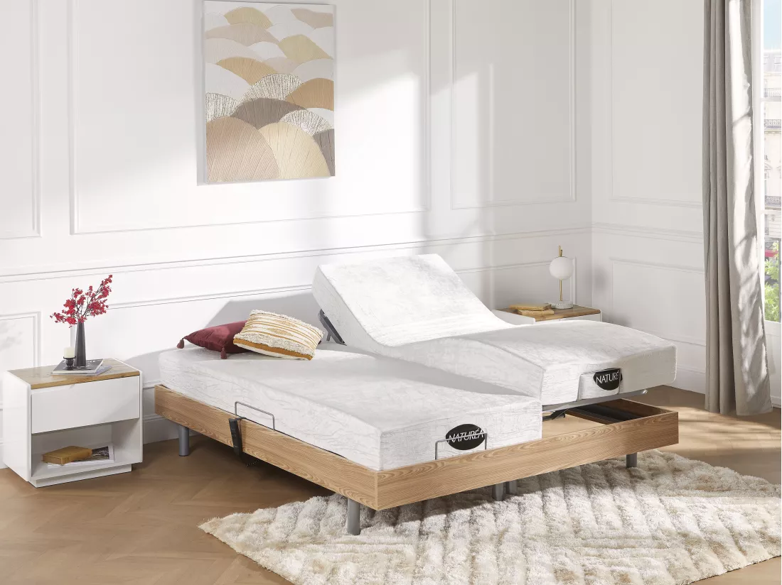 Matelas de relaxation 80 x 200 cm mousse à mémoire de forme et coutil bambou ép.20cm - PARURE de NATUREA