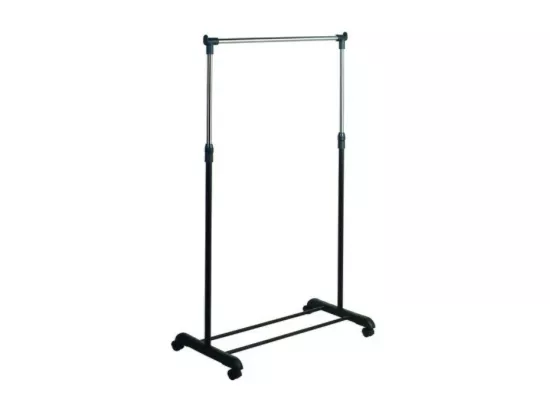Portant à vêtements à roulettes en Inox 101-170cm Noir - Hauteur ajustable MSV