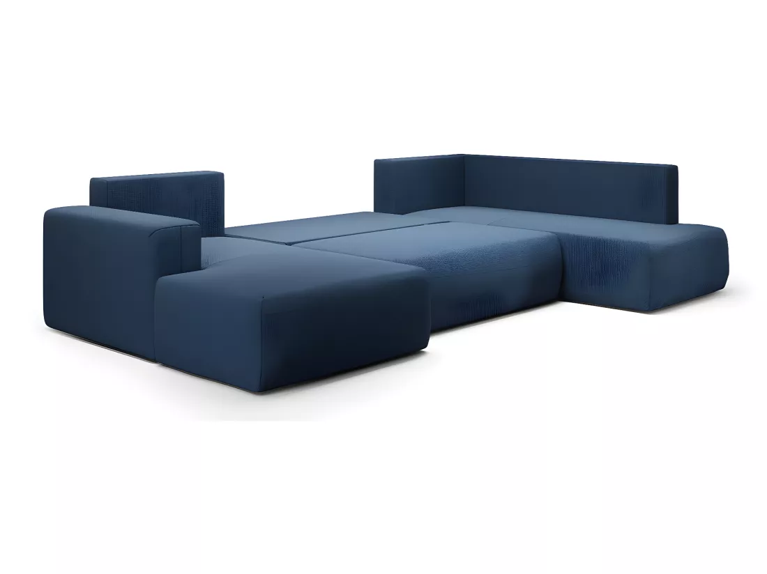 Canapé U 5 places convertible coffre Bliss Bleu