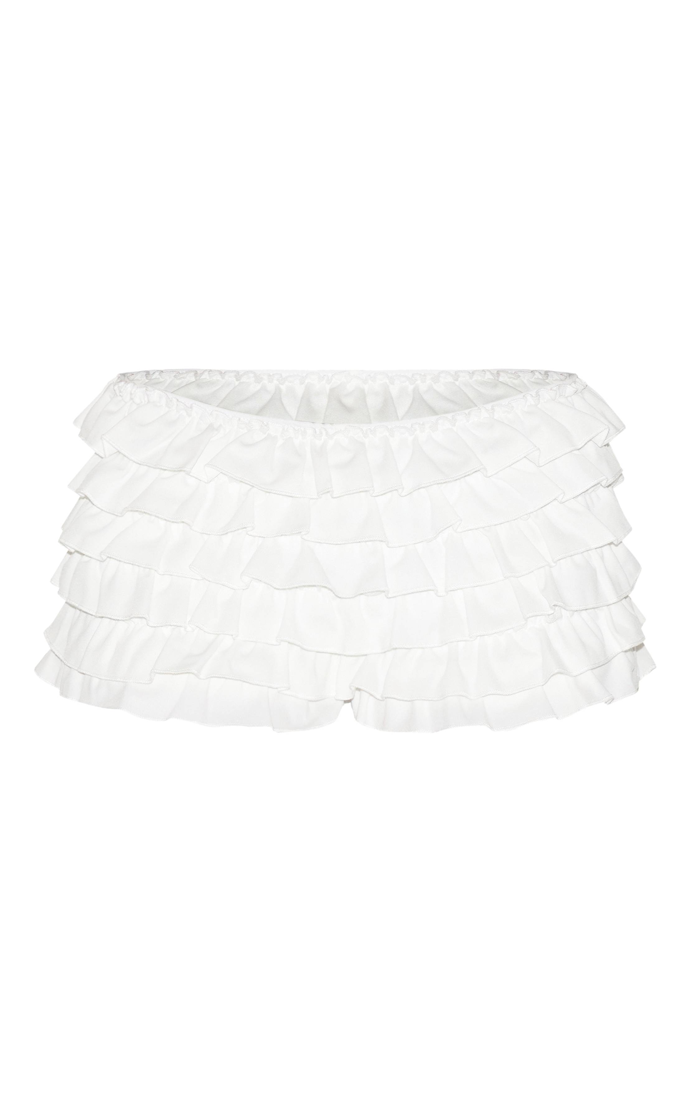 Blanc Short Bloomer À Volants Extrêmes