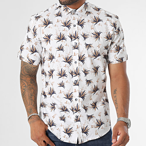 Chemise Manches Courtes Blanc Floral