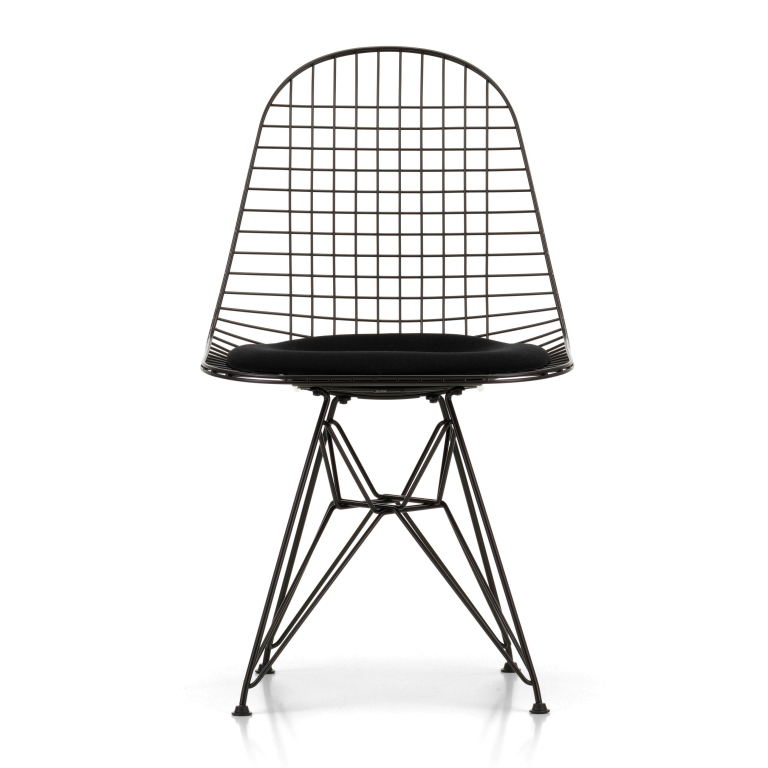 Vitra Eames Wire Chair DKR-5 stoel gepoedercoat onderstel zwart