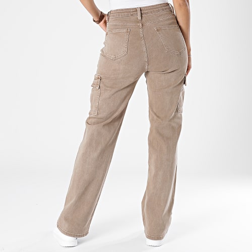Pantalon Cargo Flare Femme Beige