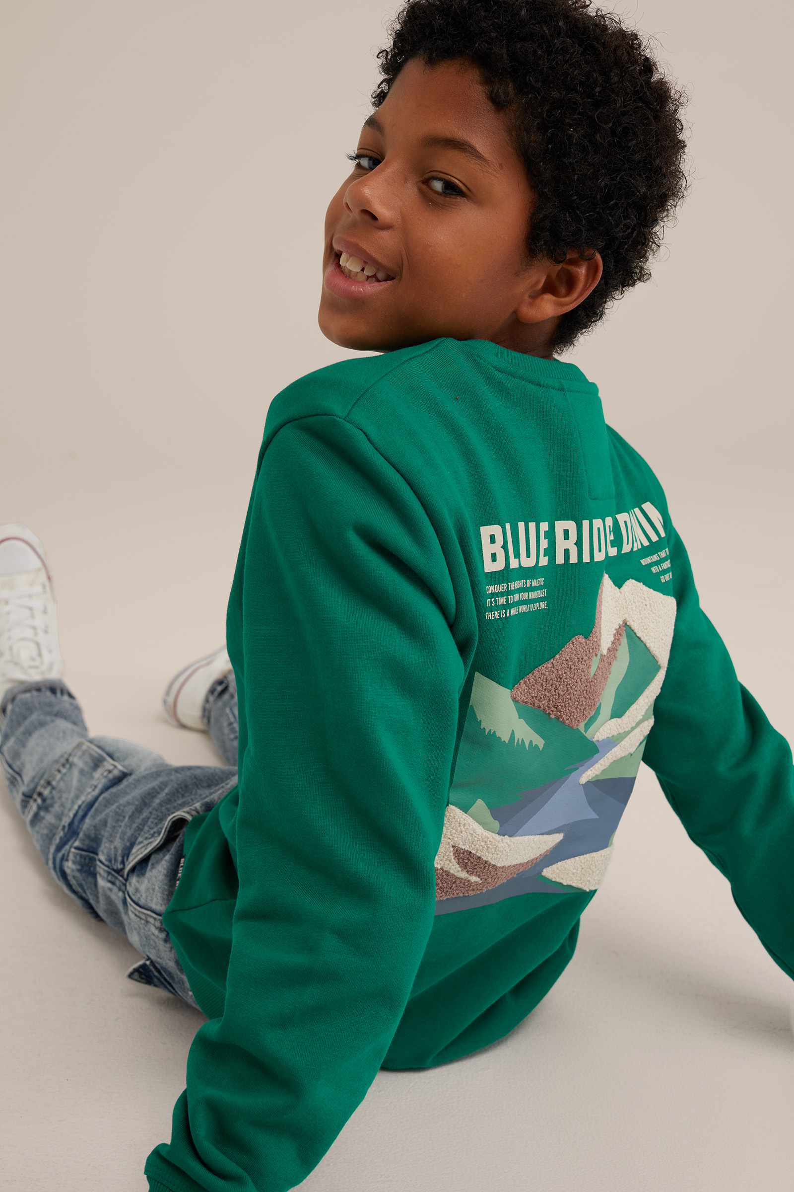 Jongens sweater met opdruk Blue Ridge Groen