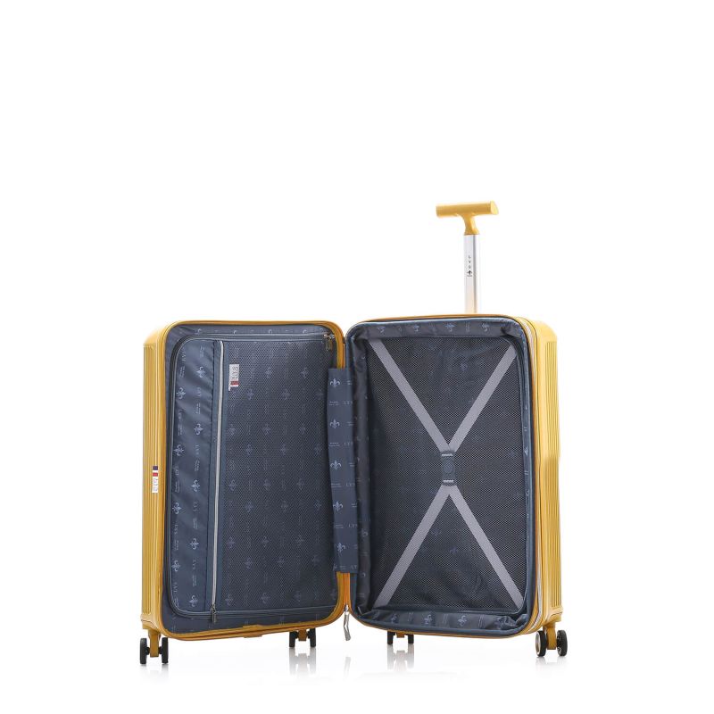 Lot de 3 valises rigides 9925 Extensibles 55, 66 et 76 cm Moutarde