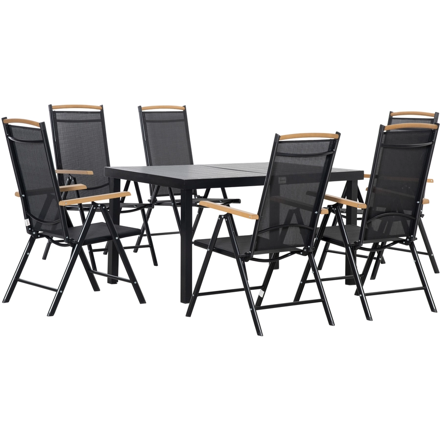 Outsunny Gartenmöbel-Set mit Atmungsaktives Gewebe in Sitz und Rückenlehne schwarz