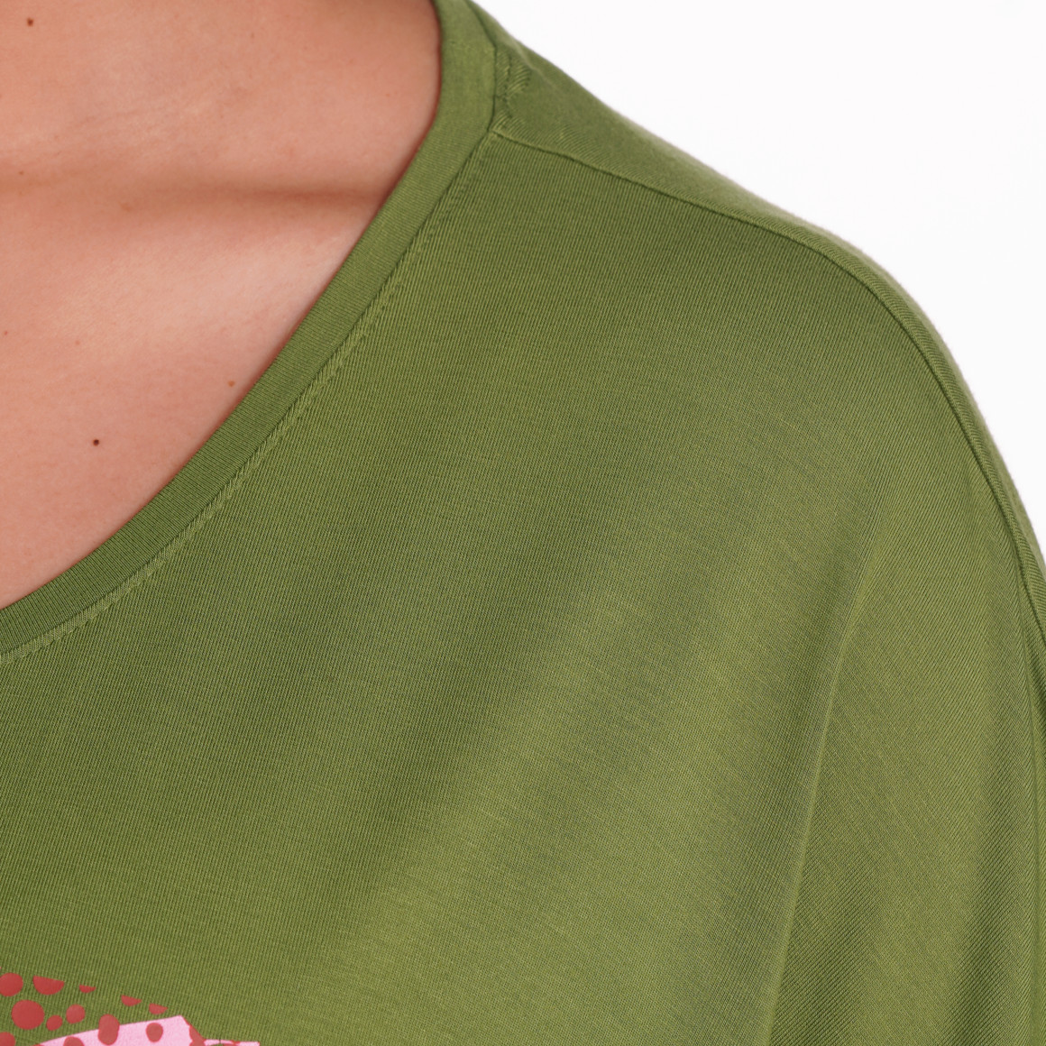 Gina Benotti Damen T-Shirt mit großem Print oliv
