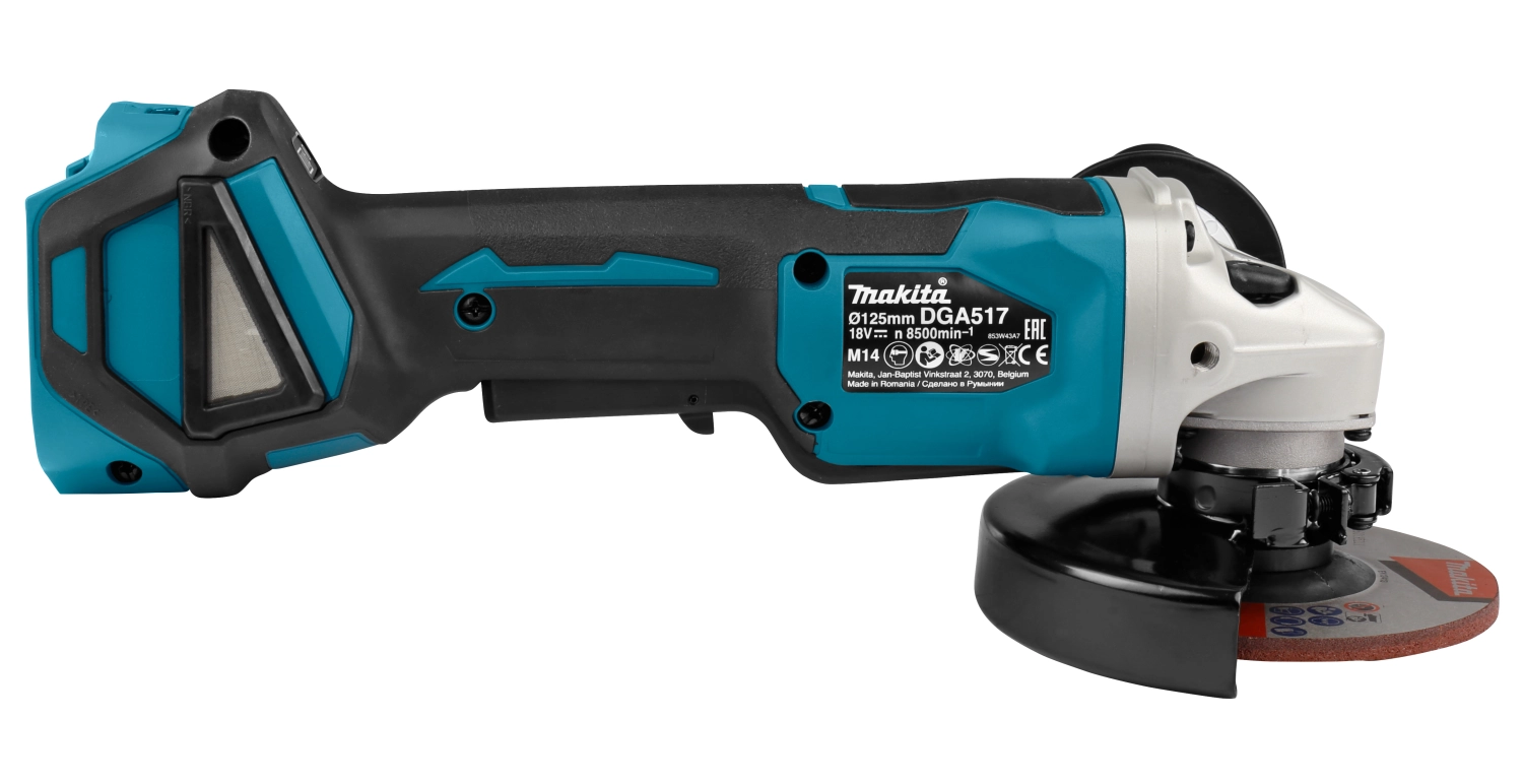 Makita DGA517Z 18V Li-Ion Accu haakse slijper incl. ADT body - 125mm - koolborstelloos