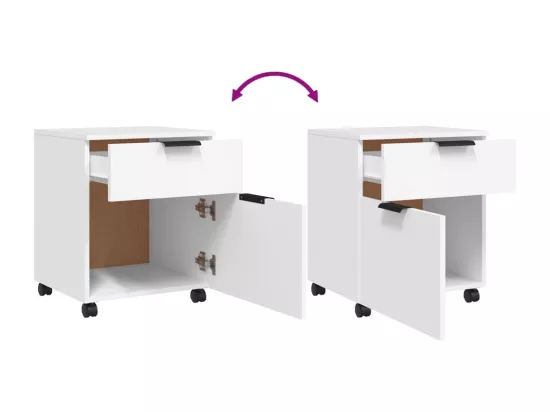 Classeur mobile avec roues Blanc 45x38x54 cm Bois d'ingénierie